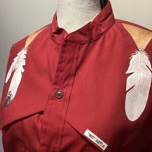 Unique Hand Painted Mo Betta Women’s Vintage Red Western Button Up Shirt Dress